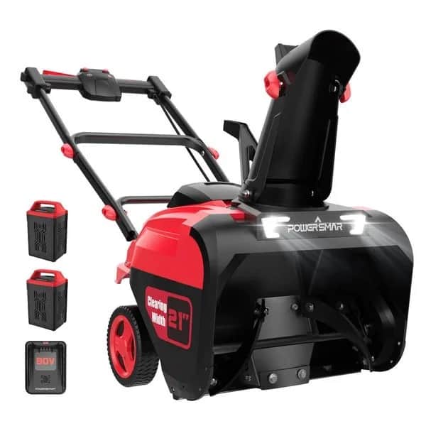PowerSmart 80V 21" Cordless Snow Blower with 2 Batteries and Chargers