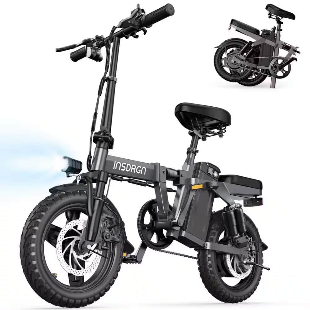 Sudzendf 14 in. Adults Gray Lightweight and Foldable Electric Bike Adults