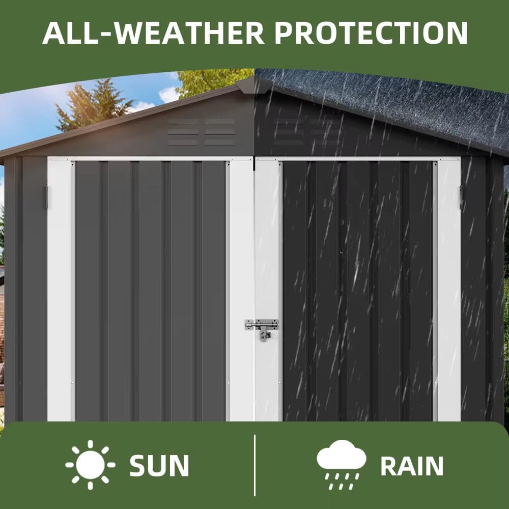 Metal Outdoor Storage Shed 6×4 FT with Hinged Door and Vents