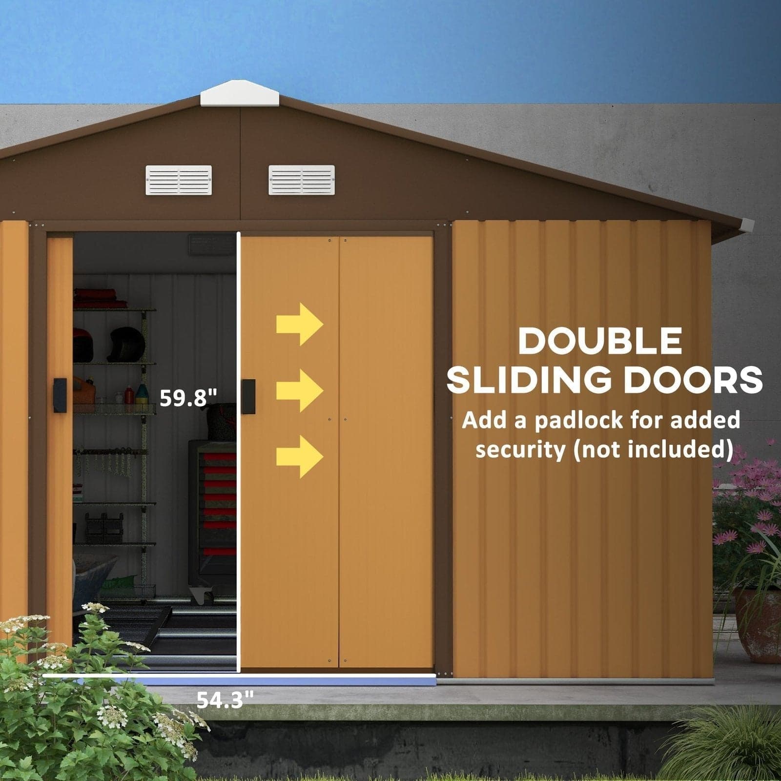 Outsunny Outdoor Storage Shed Yellow 11' x 13' Galvanized Steel
