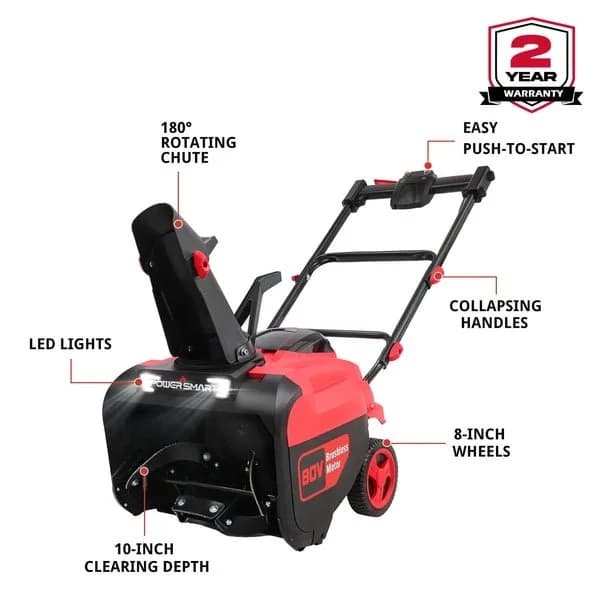 PowerSmart 80V 21" Cordless Snow Blower with 2 Batteries and Chargers
