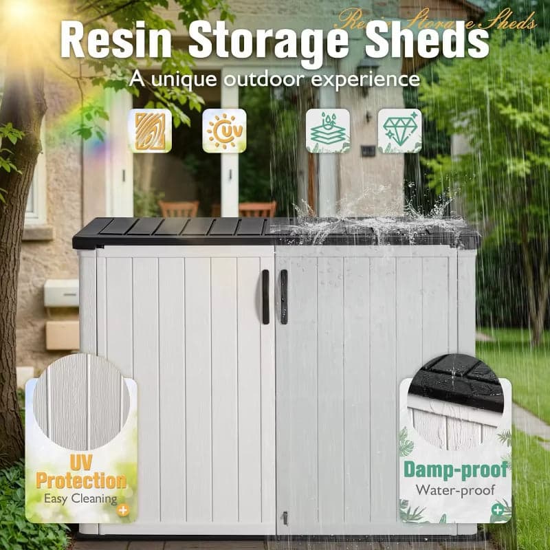 Spacious 27 Cu. Ft. Weatherproof Resin Horizontal Storage Shed