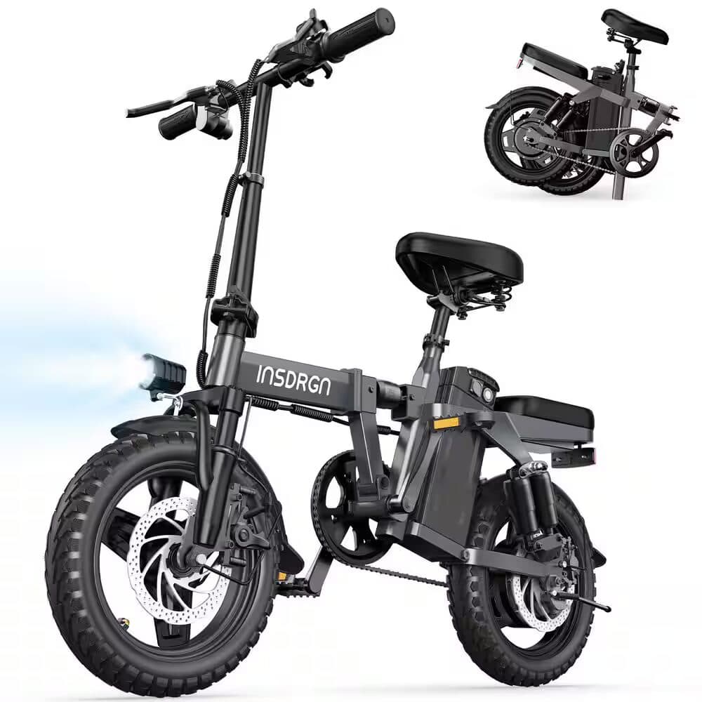 Sudzendf 14 in. Adults Gray Lightweight and Foldable Electric Bike Adults