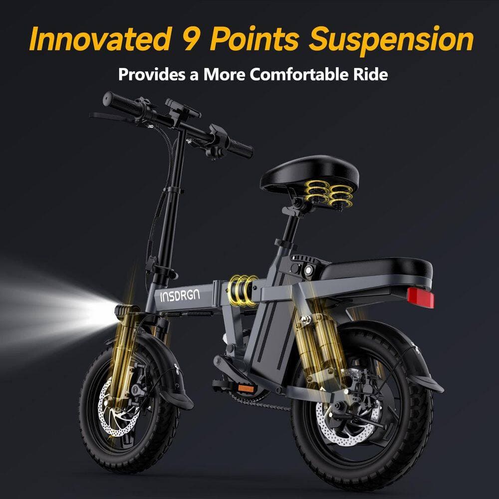 Sudzendf 14 in. Adults Gray Lightweight and Foldable Electric Bike Adults